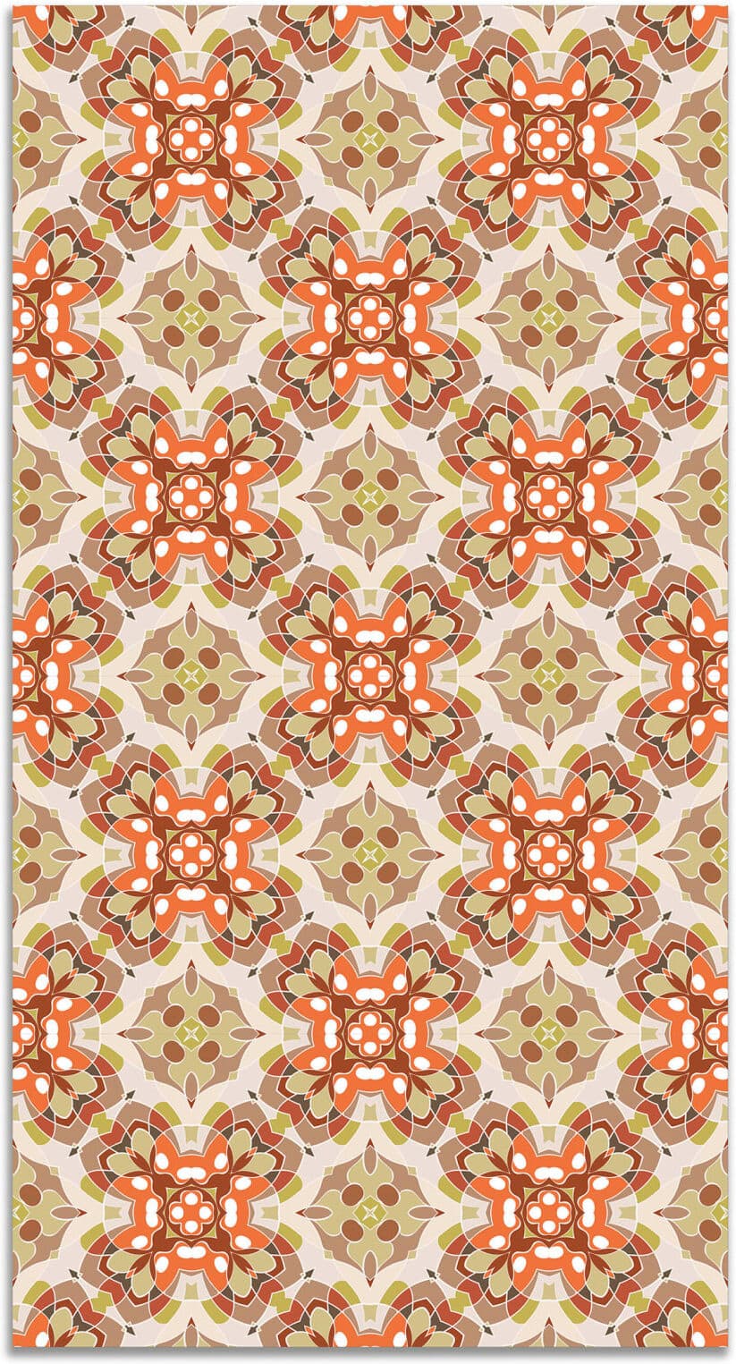 Home and Living Alfombra vinílica azulejo oriental naranja 80x150 cm