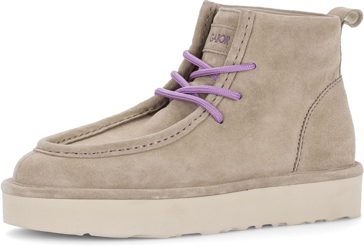 Schnürboots GABOR, Damen, Gr. 37, schwarz (beige), Veloursleder, unifarben, Schuhe Schnürboots, Plateau, Schnürstiefelette in Bequemweite G (= weit)