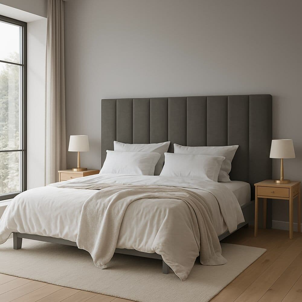 Morfeo Cabecero de líneas verticales gris antracita, cama 90 cm, 100x120 cm