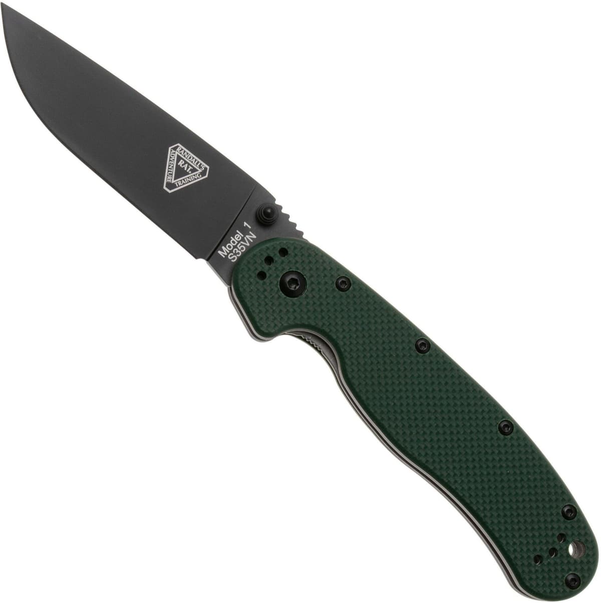 Ontario RAT-1 8991 Black S35VN, Forest Green G10, coltellino tascabile