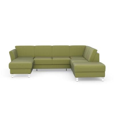 Wohnlandschaft SIT & MORE "Visby U-Form", grün, B:303cm H:87cm T:213cm, Sofas, Wohnlandschaft, Wahlweise mit Schlaffunktion und Stauraum, frei im Raum stellbar