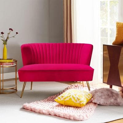 HULALA HOME Delicia 3 Piece High-Quality Velvet Fabric Living Room Set with Sturdy Legs