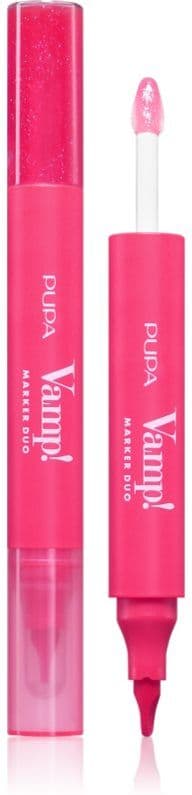 PUPA Milano Vamp! Lip Marker Duo μαρκαδόρος για τα χείλη με λάμψη απόχρωση 006 Dragon Fruit 1.4 ml