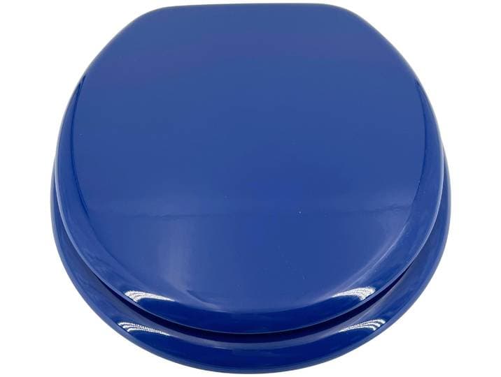 WC-Sitz ADOB, blau, B:37,5cm L:44,5cm, MDF - Mitteldichte Holzfaserplatte, WC-Sitze, WC-Sitz, äußerst stabil, Messing verchromte Scharniere