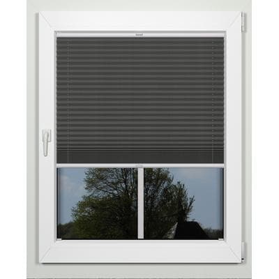 Plissee INDEKO "simple, mit Bohren, Sichtschutz und LIchtdurchlässig", grau (anthrazit, weiß), B:53cm H:170cm, Obermaterial: 94% Polyester, 6% sonstige Fasern, Plissees, nach Maß
