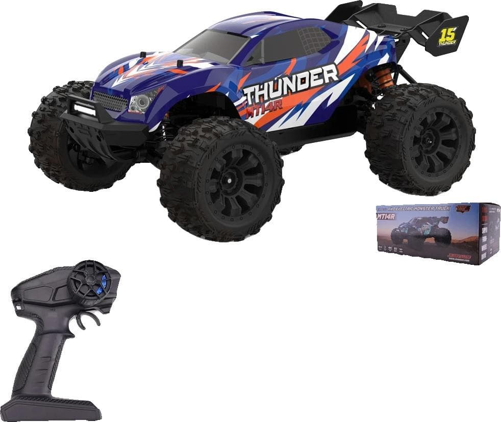 JIUSI RC auto MT14R model 3B, schaal 1/14, 4 kanalen, blauw, snelheid 80 km/u