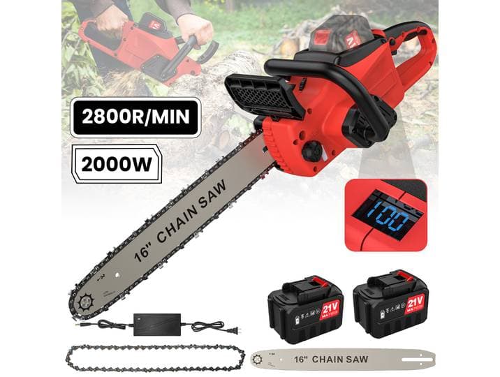 Tronçonneuse sans fil sans balais de 16 pouces, 2000W, 21V, système d'huilage automatique, affichage numérique de la batterie, compatible avec la batterie Makita 18V