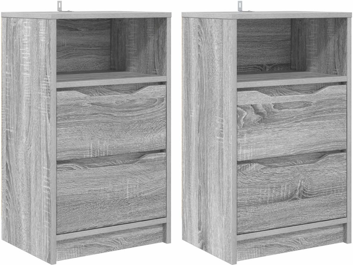 vidaXL Tables de chevet 2 pc Sonoma gris 40 x 30 x 67 cm