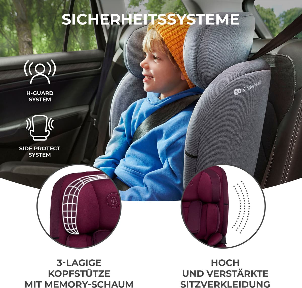 Autokindersitz KINDERKRAFT "ONETO3 i-Size", Baby, rot (cherry pearl), Materialmix, Kindersitze Autokindersitz