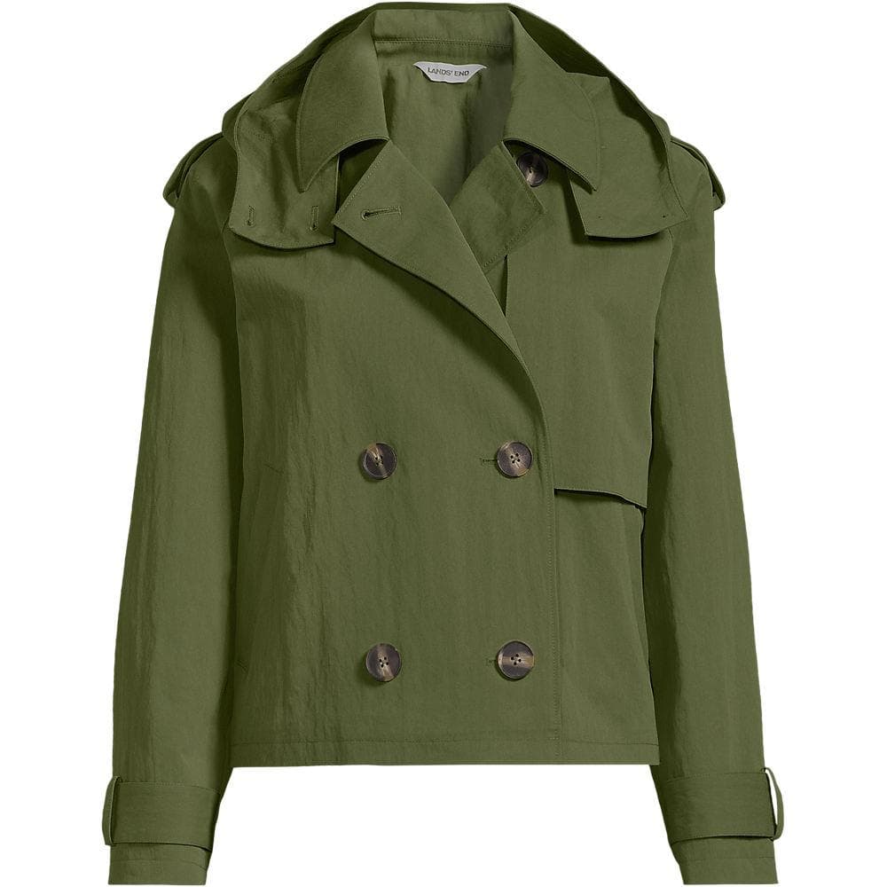 Kurzer Trenchcoat mit Kapuze für Damen, Damen, size: regular, Grün, by Lands' End