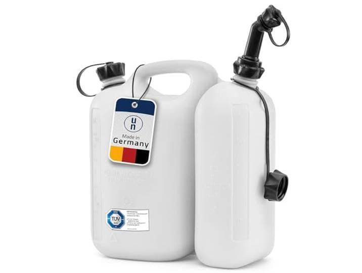 hünersdorff 824900 ECO/dubbele jerrycan/combi-jerrycan voor brandstof en olie met twee vulsystemen, 5,5 + 3 liter, VN-goedkeuring, Made in Germany
