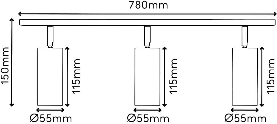 Sulion Regleta de focos orientables cobre ip20 3xgu10