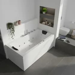 Indoor Whirlpool Badewanne 180x80 cm, 16 Massagedüsen LED, freistehend / Einbau, 2 Personen, Acryl, Caribia X-TUBE Basic, Made in Germany