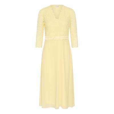 Midikleid KAFFE "Damen Kleid KAlacy", Damen, Gr. XS, N-Gr, gelb (sunlight), Obermaterial: 90% Polyamid PA. 10% Elasthan EL., Kleider Midikleid