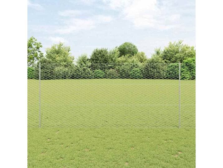 vidaXL Sechseckzaun mit Pfosten 10 x 1,4 m Verzinkter Stahl Silber