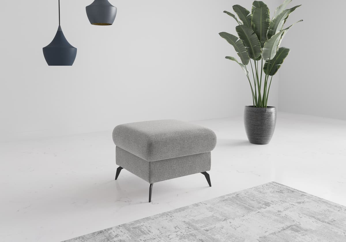 Polsterhocker GOODPRODUCT "Rochelle", grau (hellgrau), B:58cm H:50cm T:58cm, 100% Polyester, Hocker, Polsterhocker, moderne 15 cm Metallfüsse hellgrau B/H/T: 58cm x 50cm x 58cm, Flachgewebe,mit Stauraum
