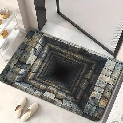LightInthebox 3D Optical Illusion Rug Visual Trap Floor Mat Non Slip Vortex Hole Design for Doorway Entryway Bathroom Stairs Indoor Outdoor Diatomaceous Earth Quick Dry Absorbent 20 x 31 inch