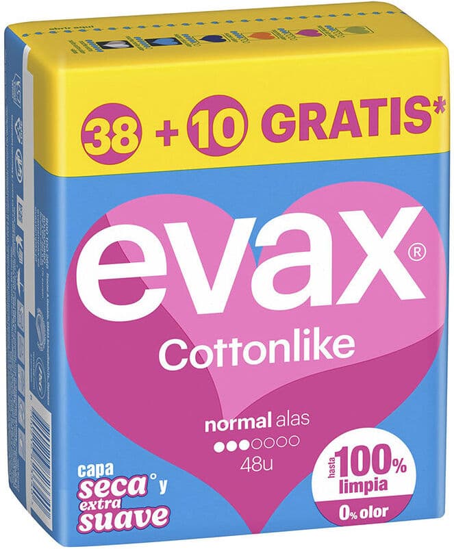 Evax Cottonlike compresas normal alas 48 u
