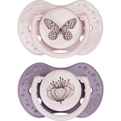 Difrax Fopspeen Dynamic Botanic Pink - Purple 3-6m 2 St Schnuller