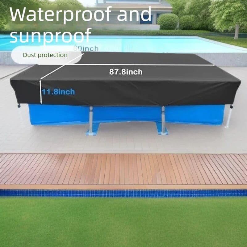 NONE Oxford Rectangular Pool Cover Waterproof UV Protection Dust Snow Guard Drawstring Strap Design for Above Ground Swimming Pool