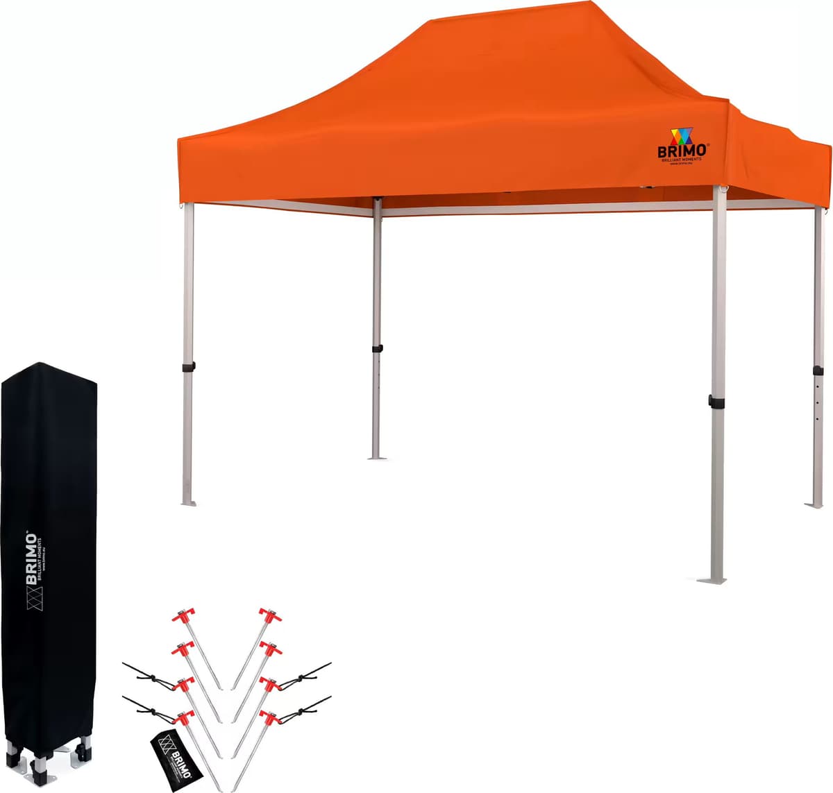 BRIMO Tenda sanfonada 2×3 m em alumínio sem paredes Montagem rápida e estrutura leve e resistente - sem paredes - Laranja 70% poliéste, 30% PVC