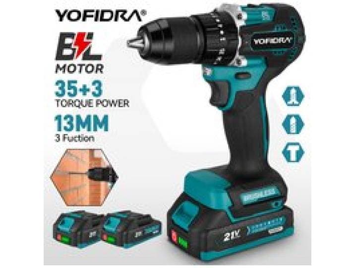 YOFIDRA 13MM 35 + 3 Koppel Borstelloze Elektrische Klopboormachine Draadloze Elektrische Schroevendraaier Power Tool Voor Makita 18V batterij Pin