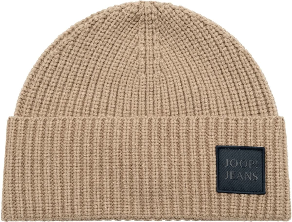 Strickmütze JOOP JEANS "Lucifo", Herren, beige (open braun), Strick, Viskosemischung, unifarben, Mützen Strickmütze, weiches Material, breiter Umschlag open braun Einheitsgröße