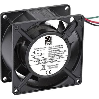 TRU COMPONENTS TC-NA8038-D Axiallüfter 230 V/AC, 120 V/AC 85 m³/h (L x B x H) 80 x 80 x 38mm