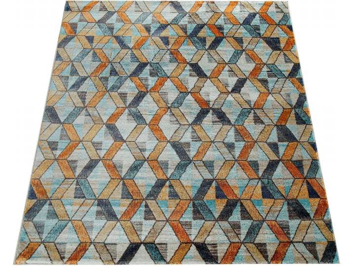 Teppich PACO HOME Jazz 701 , bunt (mehrfarbig), B:80cm H:14mm L:150cm, Polypropylen (PP), Teppiche, Teppich, Kurzflor, modernes geometrisches Design und Used-Look