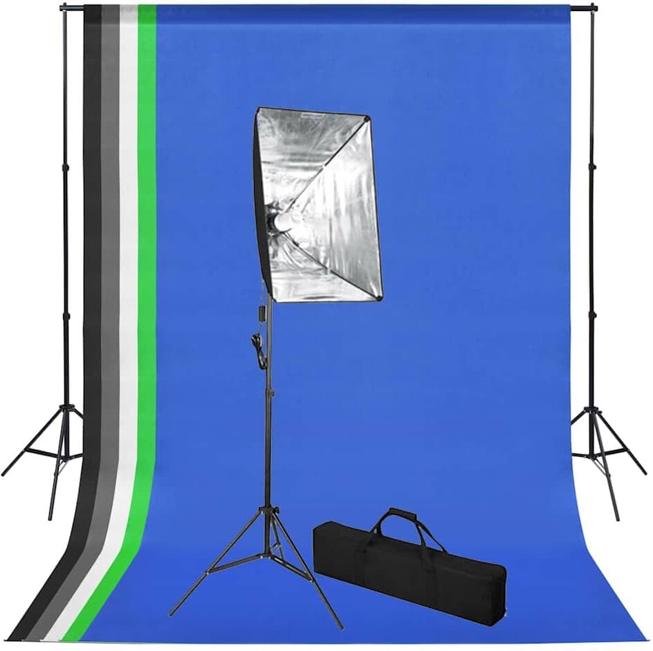 vidaXL Kit de studio photo avec toile de fond et boîte à lumière