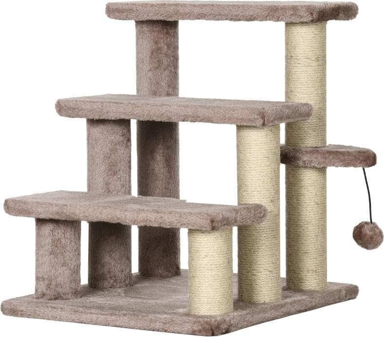Fortuna Krabpaal voor huisdieren met 3 treden, bruin, H x B x D: 48 x 45 x 40 cm