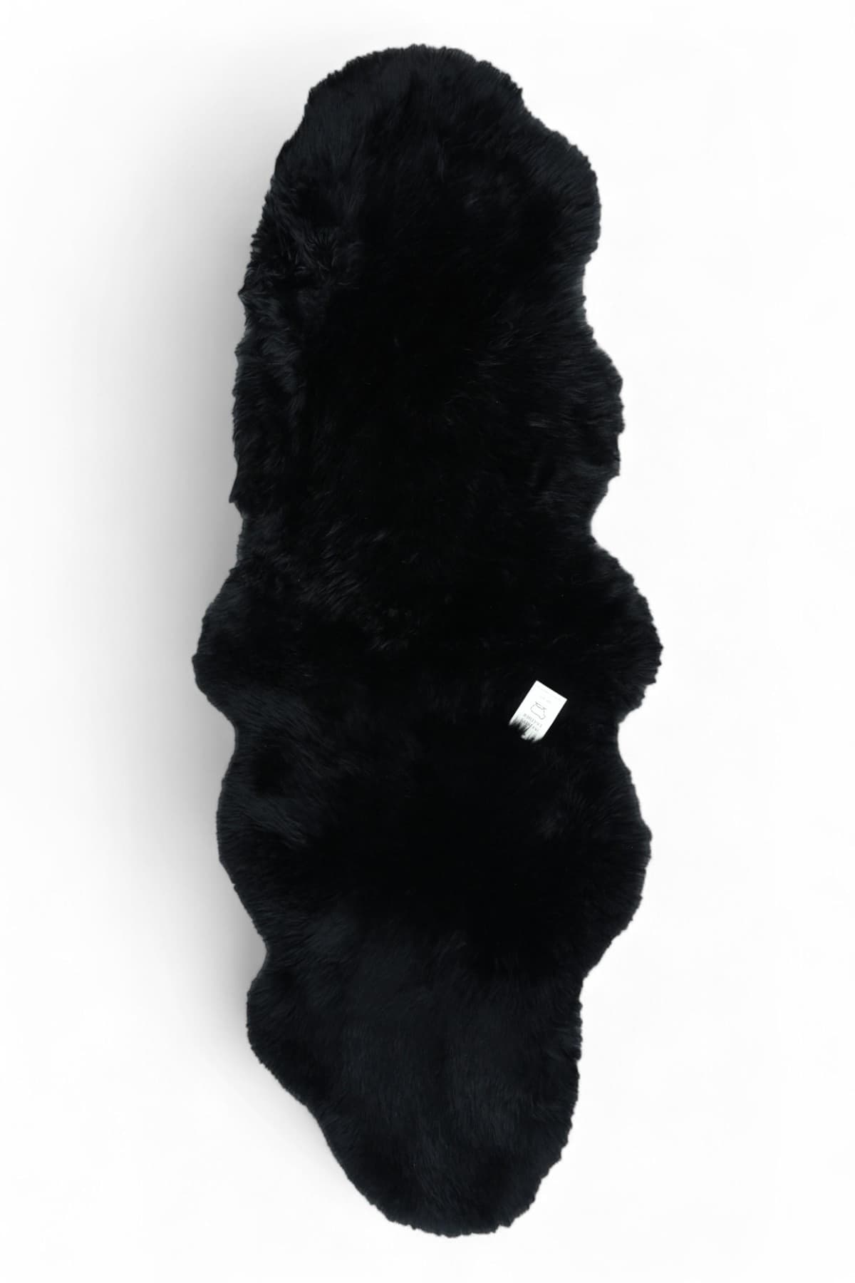 Echter Schaffell-Teppich, schwarz, doppelt, natürlich, flauschig, seidig weich, echte Wolle