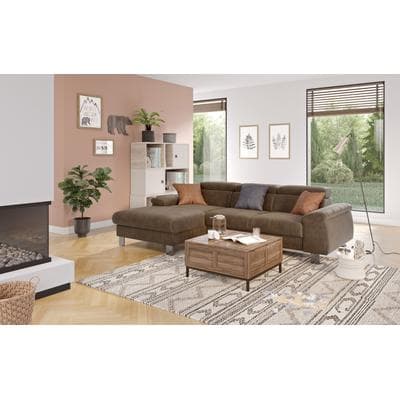 Ecksofa COTTA "Komaris L-Form, B: 244 cm", espresso, B:244cm H:72cm T:166cm, 88% POLYESTER (PES) 12% POLYAMID (PA), Sofas, Ecksofa, mit Kopfteilverstellung, optional Schlaffunktion, Bettkasten & Licht