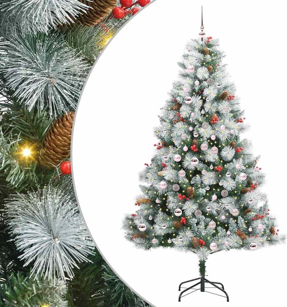vidaXL Sapin de Noël artificiel Vert et blanc 210 cm