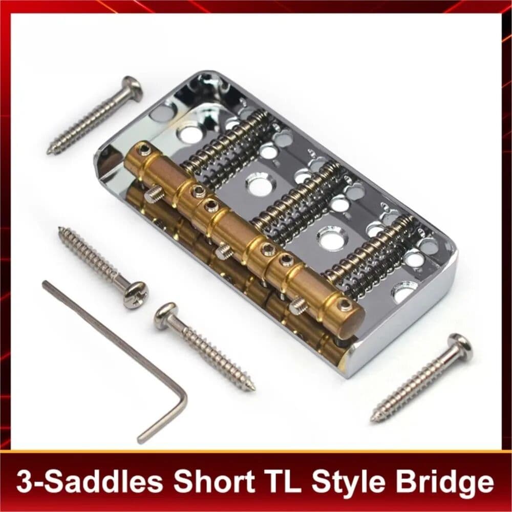 NONE 3 Saddle String Bridge Short Guitar Bridge TL Type 76.5x35.5mm Brass Electric Guitar Bridge