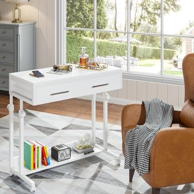 YUZHOU Portable Desk with Drawers, Mobile Laptop Desk with Wheels