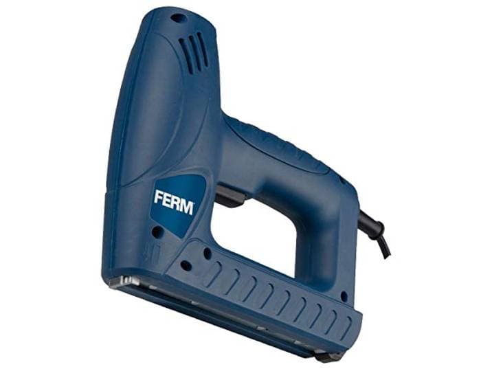FERM Elektrische Tacker - Slagkrachtregeling - Inclusief 400 nietjes en 100 spijkers, blauw
