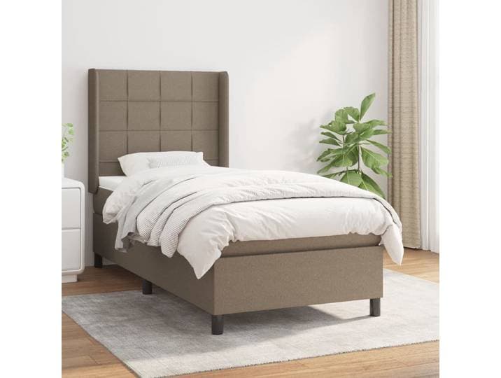 vidaXL - Boxspring - met - matras - stof - taupe - 90x200 - cm