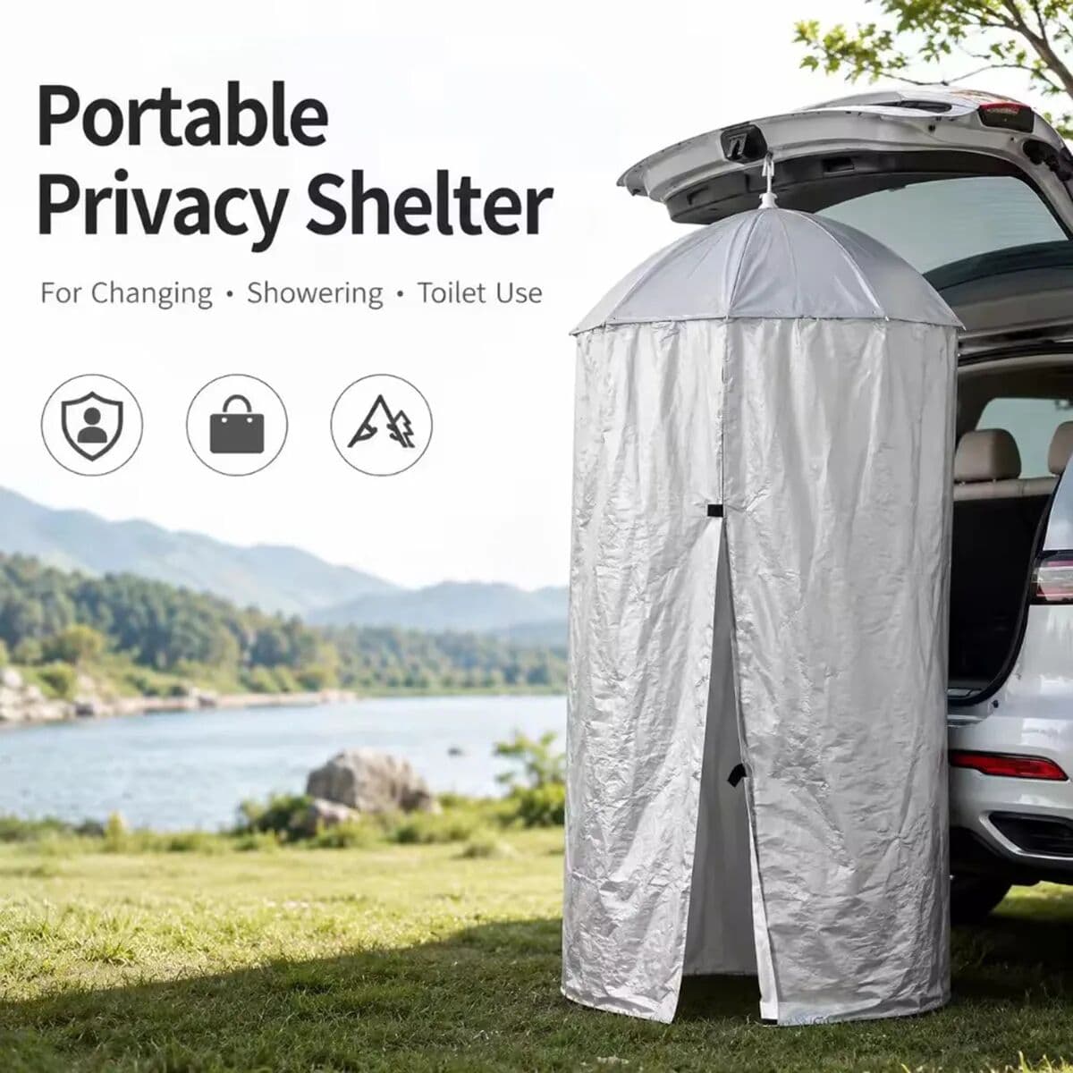 NONE Portable Hanging Privacy Shelter Pop-Up Changing Shower Tent for Camping Car Tailgate Outdoor Toilet 77/90cm