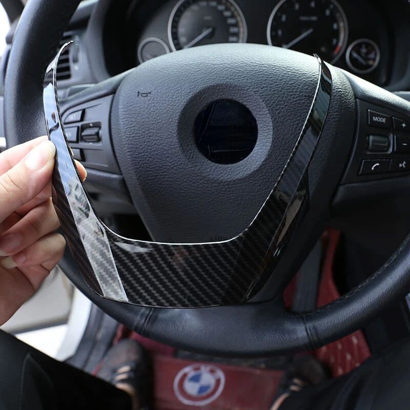 Suetlcoity For BMW X3 X4 X5 F15 F25 F26 2014-2018 ABS Carbon Fiber Car Steering Wheel Decoration Cover Trim Frame Sticker Car Accessories