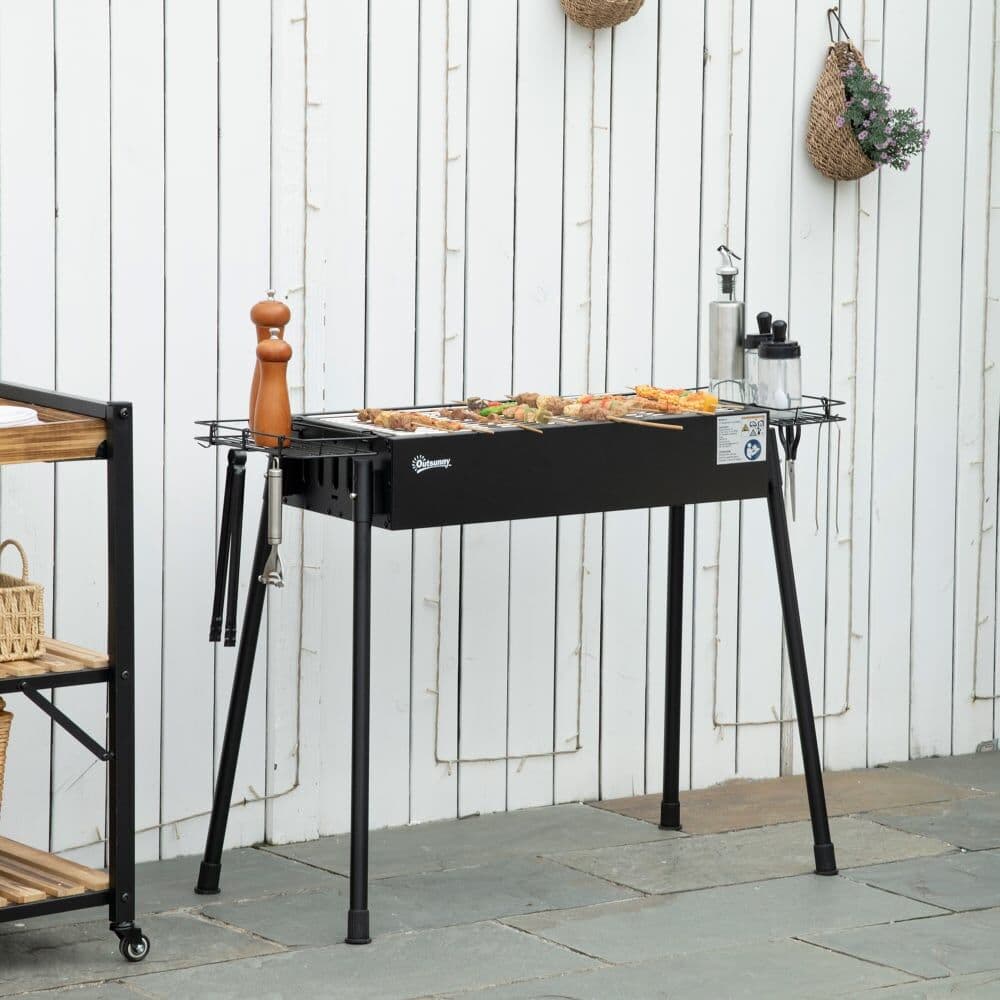 Outsunny Barbacoa de carbón 94x39x70 cm negro