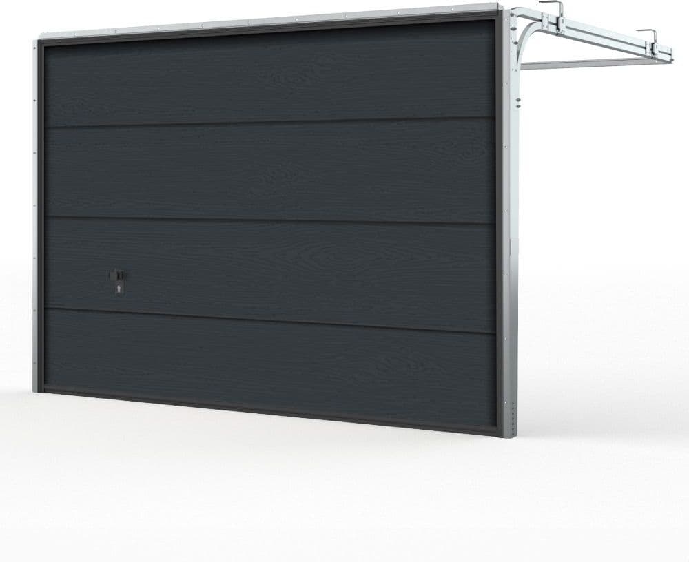 fenetre24.com Porte de garage sectionnelle 3000 x 2500 mm, basic, gris anthracite, woodgrain, 3000 x 2500 mm, entièrement personnalisable