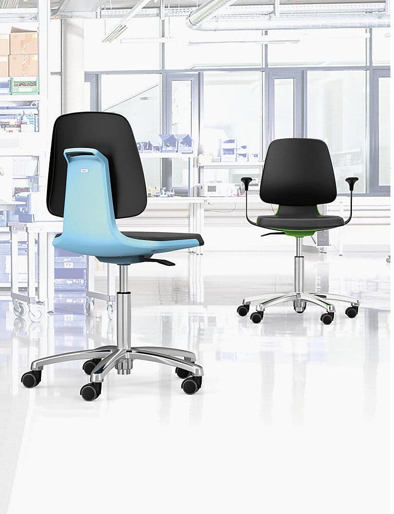 bimos Arbeitsdrehstuhl LABSIT, Fünffuß mit Rollen, Sitz mit Stoffbezug, weiß