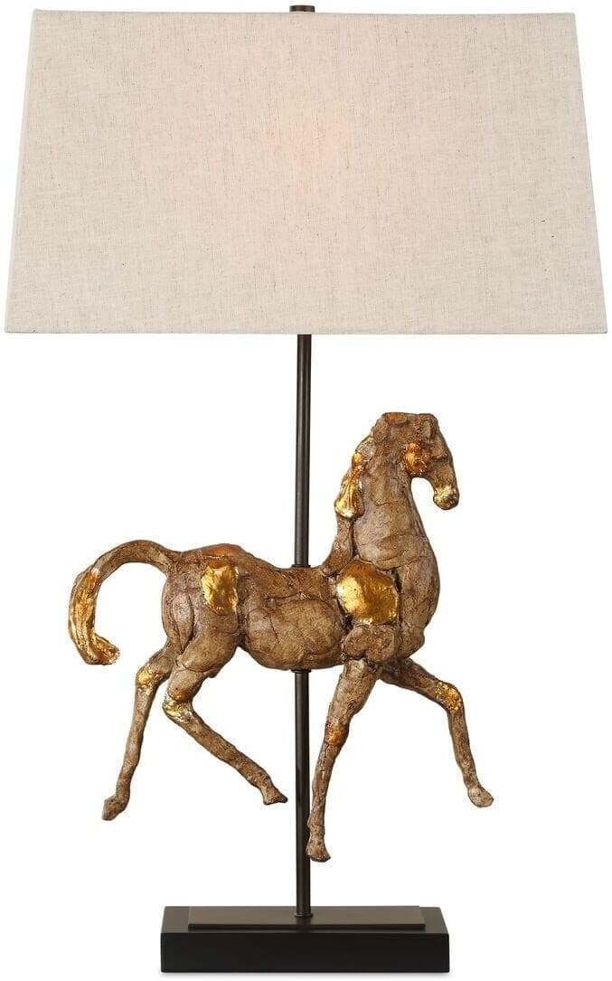 Orphenus Antique Brass Horse Table Lamp