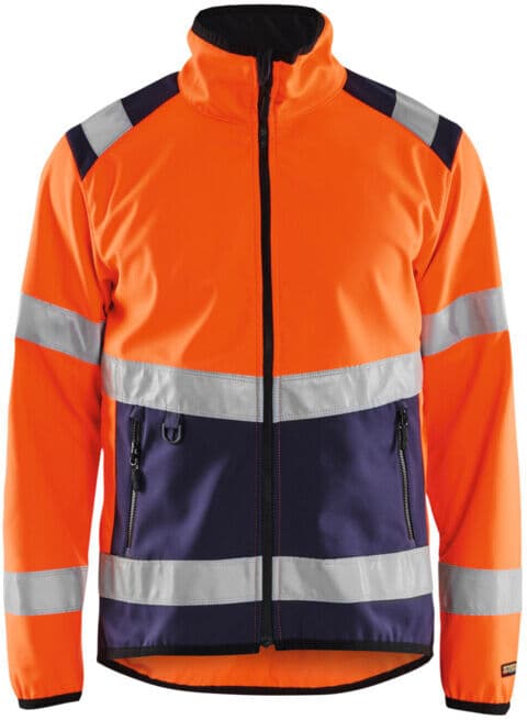 Blakläder Blouson de signalisation softshell, orange / bleu marine, Taille unisexe: 2XL (487725165389XXL)