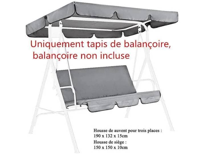 Balancelle de Jardin - HUIXI - Gris - Impermable - Housses incluses - 2 places Gris Gris BALANCELLE