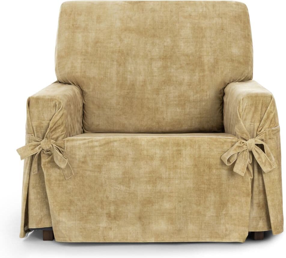 Eysa Funda sillón antimanchas con lazos mostaza 80 - 120cm