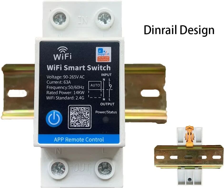 mumubiz eWelink 63A Din Rail Smart Switch Relay With Power Consumption, WiFi  Automation Modules, Remote Control Compatible with Alexa