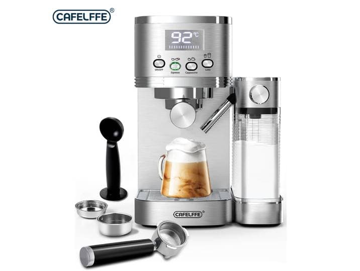 Machine à expresso CAFELFFE 20 bars avec système de mousseur à lait automatique Machine à cappuccino 6-en-1 avec système de double chauffage