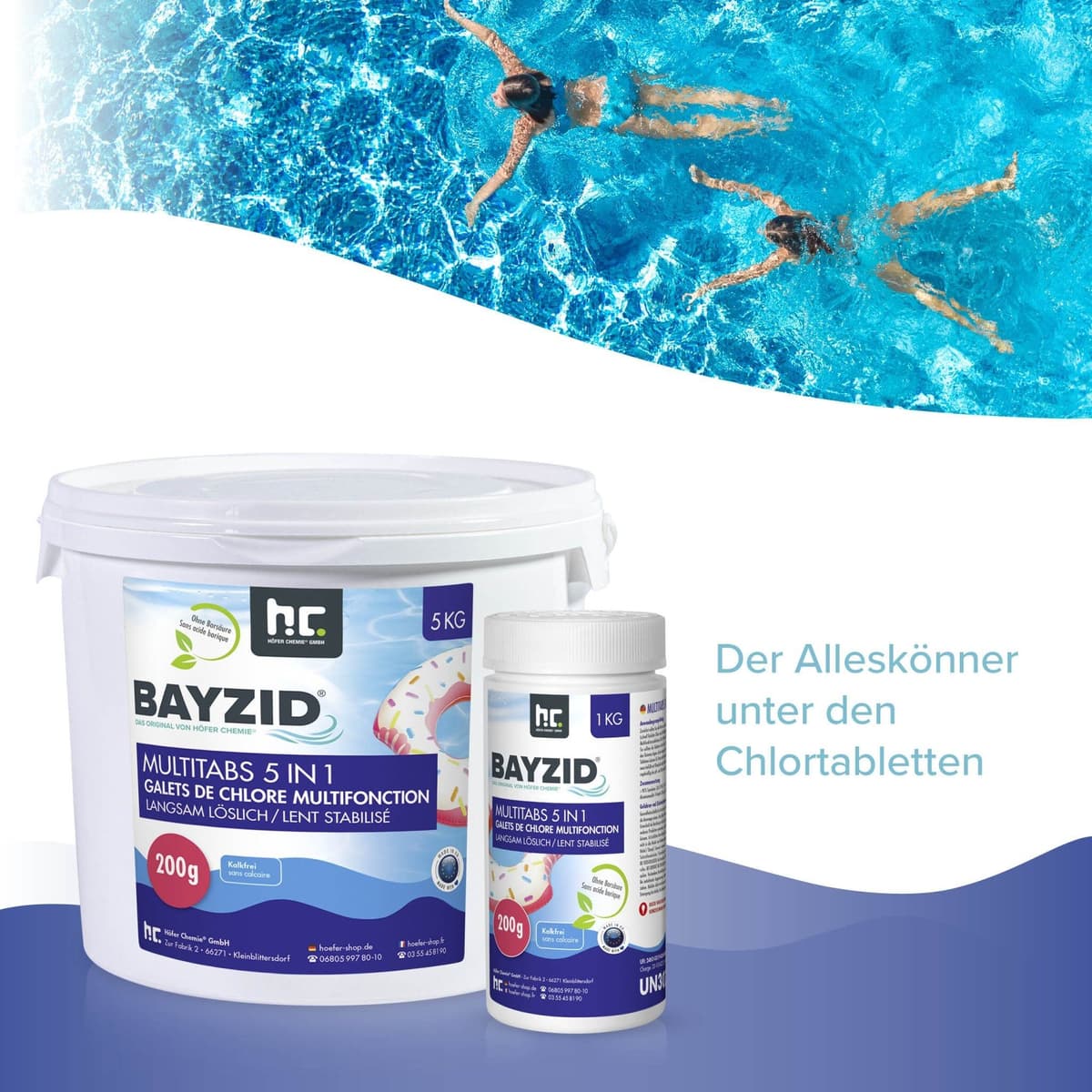 Höfer Chemie GmbH 6x 1 kg Galets de chlore multifonction 200g  5en1  en pot de 1 KG